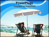 PowerPoint Template - Portrait of husband and wife sitting together on beach chair at the sea shore