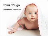 PowerPoint Template - Cute baby girl lying on her tummy with a hand crocheted blanket over her head