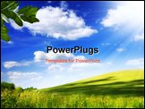 PowerPoint Template - view of nice green hill on blue sky background