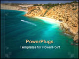 PowerPoint Template - Algarve rock - coast in Portugal with a boat