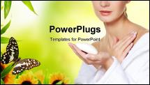 PowerPoint Template - Beautiful woman holding white soap