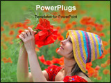 PowerPoint Template - beautiful young woman on field with poppies