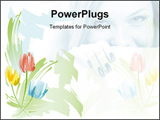 PowerPoint Template - Illustration of colorful flowers for backgrounds and beautiful female.