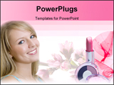 PowerPoint Template - A beautiful young woman with bright blue eyes and blonde hair.