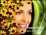 PowerPoint Template - Beautiful young woman with flowers