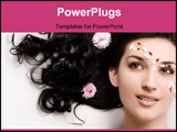PowerPoint Template - Close-up of beautiful face with long hair isolated on white