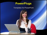 PowerPoint Template - Young happy businesswomen chat on lap-top focus on girl