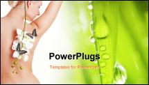 PowerPoint Template - Beautiful blond woman with orchid flower and butterfly