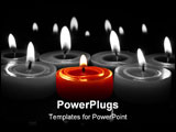 PowerPoint Template - glowing flames from centre red candle with reflections top and bottom