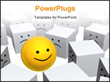 PowerPoint Template - Bright yellow sphere with smile in row of grey boxes
