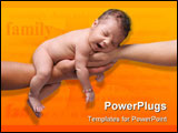PowerPoint Template - newborn baby yawning and being held by both parents hands on white background