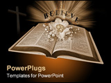 PowerPoint Template - Open Holy Bible with a daffodil in sepia mode.