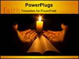 PowerPoint Template - A bible open on a table next to a candle