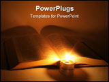 PowerPoint Template - A bible open on a table next to a candle