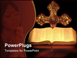 PowerPoint Template - bible with gold cross in background.