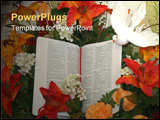 PowerPoint Template - display of open bible with dove and flowers surrounding