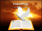 PowerPoint Template - Vector open Bible with dove flying over it.