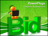 PowerPoint Template - Gold icon browsing the world wide web online