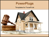 PowerPoint Template - Home money and gavel real estate concept; isolated on white with shallow depth of field