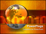 PowerPoint Template - d illustration of an orange and black globe with a glowing orange banner with soft binary digits be