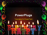 PowerPoint Template - lit birthday candles in different colors for use on a cake
