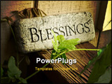 PowerPoint Template - Blessings plaque sitting on porch railing with vine in front.