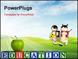 PowerPoint Template - Green apple on a colorful toy blocks with black background.