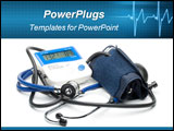 PowerPoint Template - Blue modern stethoscope and pressure monitor
