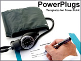 PowerPoint Template - hands of doctor taking blood pressure