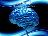 PowerPoint Template - Conceptual image of a blue brain over white - 3d render