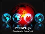 PowerPoint Template - d illustration of a series of transparent blue globes showing different continents placed over a re