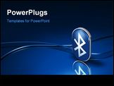 PowerPoint Template - d illustration of a large metallic blue tooth symbol standing upright in front of two thin wires on