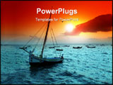 PowerPoint Template - typical or traditional sailing boat at sunset river view