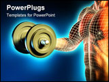 PowerPoint Template - Conceptual image of a young man doing weight lifting exercises. Digital illustration.