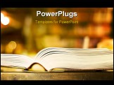 PowerPoint Template - Thick book open in bookshop bookshelves in the background