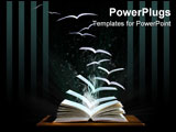 PowerPoint Template - Magic book with pages transforming into birds