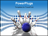 PowerPoint Template - 3D render of a bowling strike with shadows and reflection.