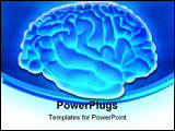 PowerPoint Template - 3D human brain from the side over a blue background