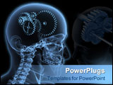 PowerPoint Template - Close-up X-Ray of a male skeleton head with a series of gears for the concept of thought.