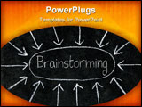 PowerPoint Template - Arrows pointing at Brainstorming circled on a blackboard.