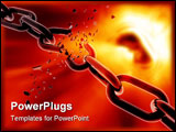 PowerPoint Template - 3D chain breaking - over background ressebling fire or heat