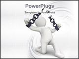 PowerPoint Template - Personage 3D breaking chains on white background