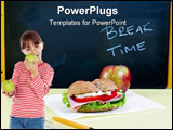 PowerPoint Template - Sandwich and apple on classroom table - breakfast