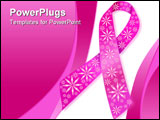 PowerPoint Template - Breast cancer ribbon in pink with glitter flowers