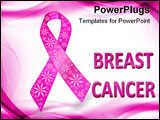 PowerPoint Template - Breast cancer ribbon in pink with glitter flowers