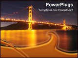 PowerPoint Template - olden Gate Bridge as seen from Fort Point overlook is glowing in the night with star trails in the 