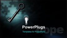 PowerPoint Template - Enigma: A bright light shines from a keyhole, puzzle piece shadows, and a waiting key