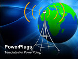 PowerPoint Template - 3d illustration of radio antenna symbol with earth globe