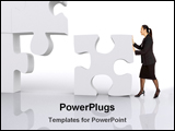 PowerPoint Template - business lady with puzzle