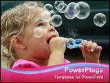 PowerPoint Template - A little child blowing bubbles Outdoors and having fun
